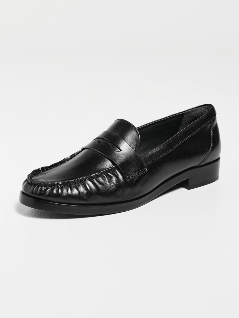 Reformation Ani Ruched Penny Loafer Black